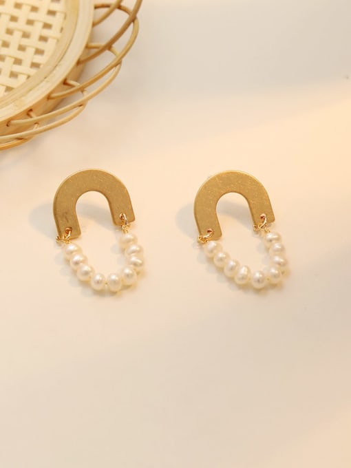 Sargent Copper Imitation Pearl Geometric Minimalist Stud Trend Korean Fashion Earring