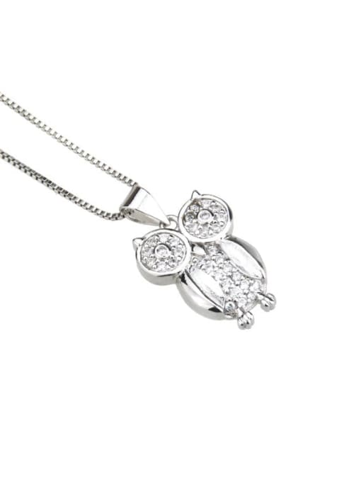 renchi Brass Cubic Zirconia Owl Cute Necklace 4