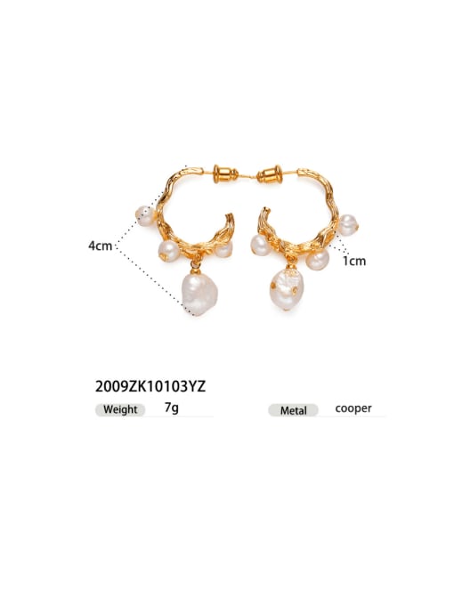 2009ZK10103YZ Brass Imitation Pearl Irregular Hip Hop Drop Earring