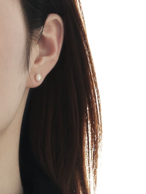 TINGS Brass Imitation Pearl Geometric Minimalist Stud Earring 3