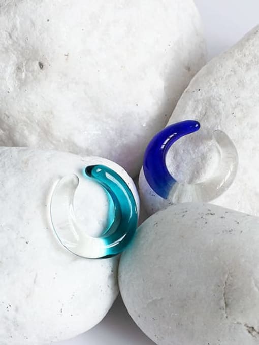 Five Color Hand Glass  Clear Round Minimalist Band Ring 3
