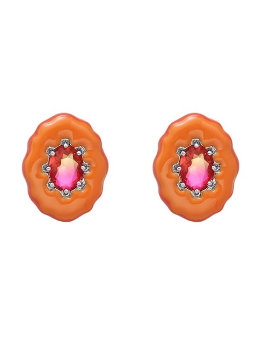 Zircon earrings Alloy Enamel Geometric Cute Stud Earring