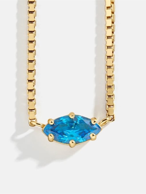 blue Brass Cubic Zirconia Evil Eye Cute Necklace