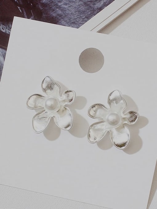 Shayin Copper Imitation Pearl Flower Vintage Stud Trend Korean Fashion Earring