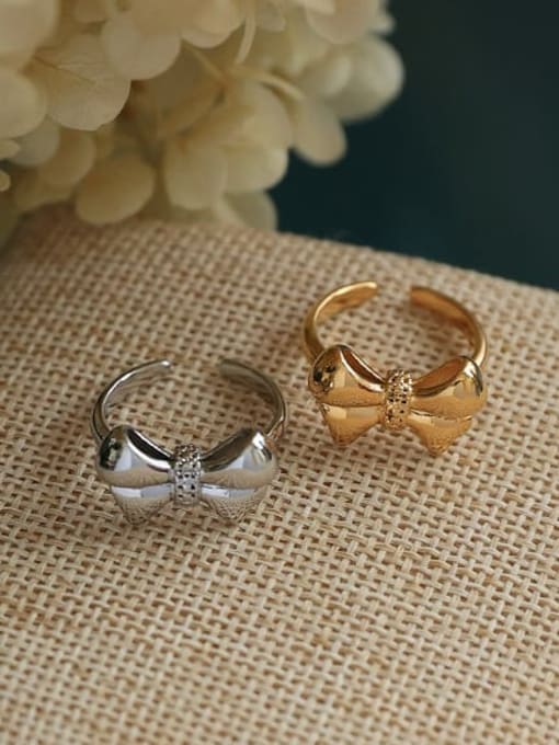 Five Color Brass Bowknot Hip Hop Band Ring 2