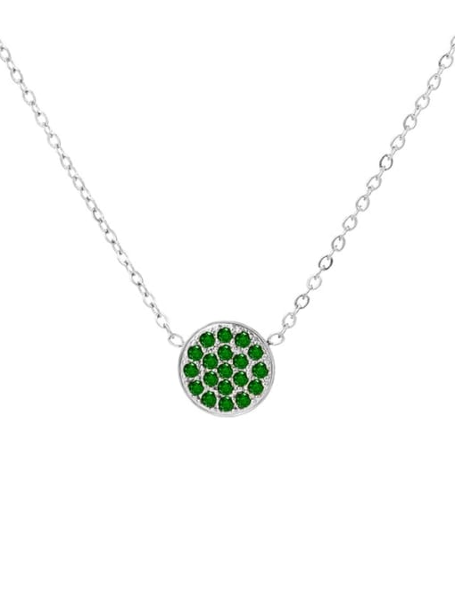 May Green Steel Stainless steel Cubic Zirconia Round Minimalist Necklace
