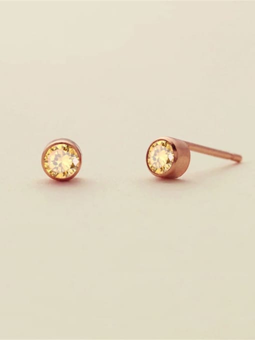November Light Yellow Rose Gold Stainless steel Birthstone Geometric Minimalist Stud Earring