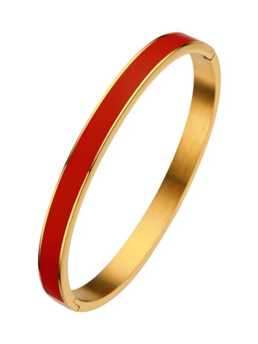 6MM golden red Stainless steel Enamel Round Minimalist Band Bangle
