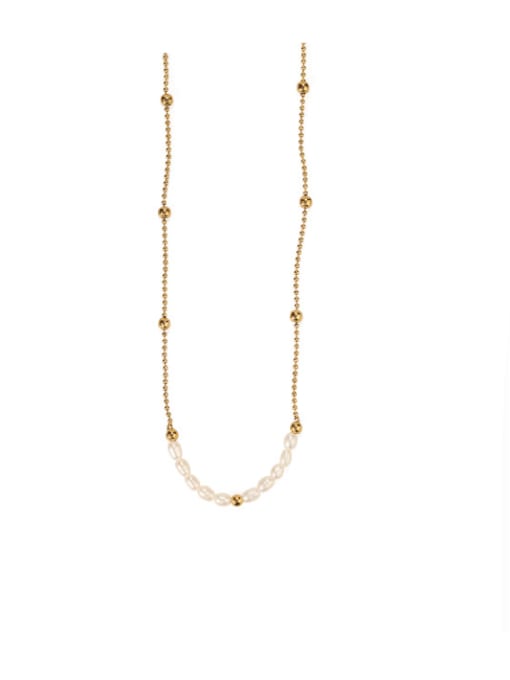 Bead chain between beads Brass Freshwater Pearl Irregular chain Minimalist Necklace