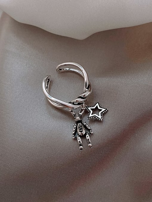 Star Alloy +Star With Rabbit Trend Band Ring/Free Size Ring