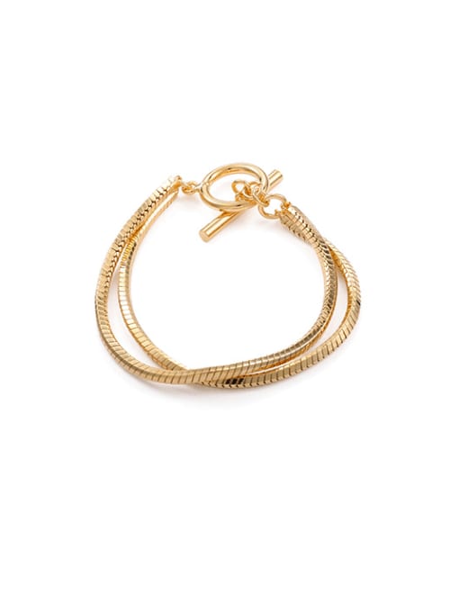 Double Bracelet Brass Vintage Snake bone chain Strand Bracelet