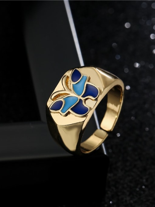 AOG Brass Enamel Butterfly Vintage Band Ring 1