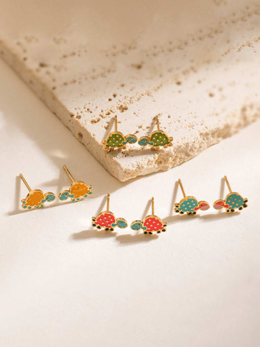 AOG Brass Enamel Turtle Cute Stud Earring 0