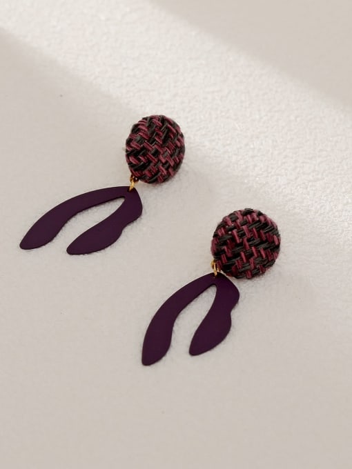 violet Brass Geometric Vintage Drop Earring
