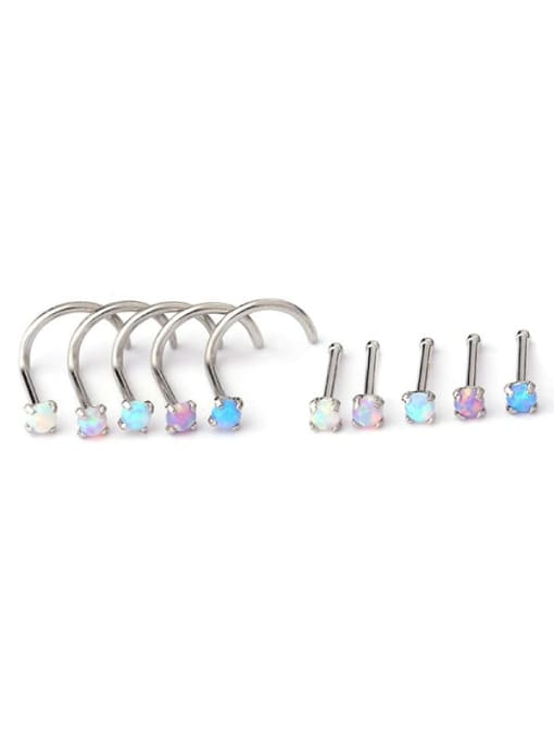 HISON Stainless steel Opal Geometric Cute Nose Studs(Single Only One) 4