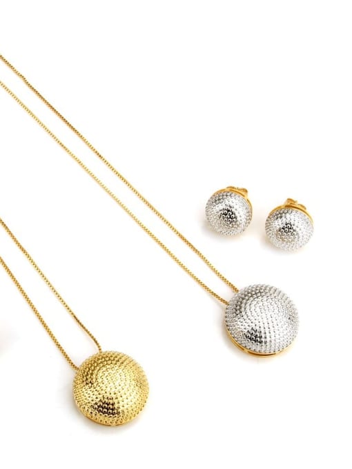 renchi Brass Vintage Round ball Earring and Necklace Set