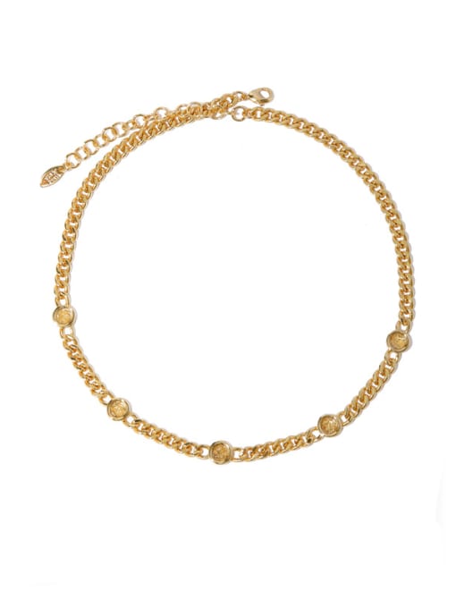 Gold foil Necklace Brass Locket Vintage Hollow Chain Necklace