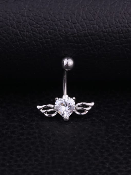 HISON Stainless steel Cubic Zirconia Wing Hip Hop Belly Rings & Belly Bars 1