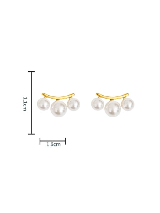HYACINTH Brass Imitation Pearl Geometric Vintage Stud Earring 3