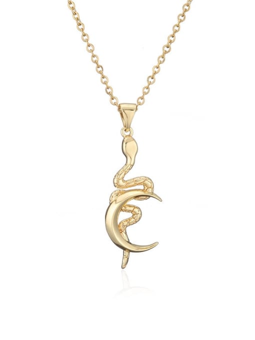 20557 Brass Vintage Snake Pendant Necklace