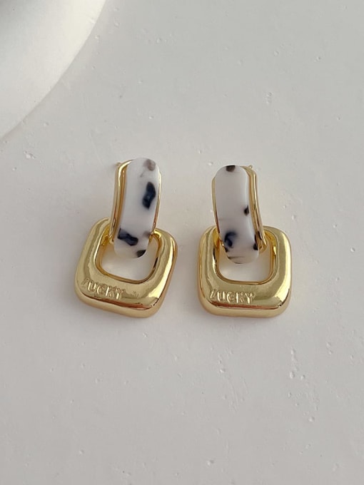 B230 white Brass Resin Geometric Vintage Stud Earring