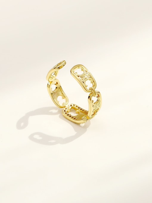 HYACINTH Brass Cubic Zirconia Geometric Minimalist Band Fashion Ring 2