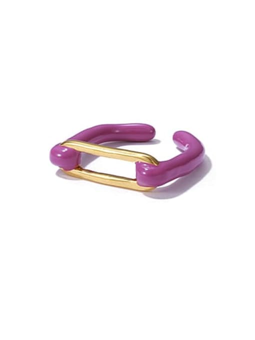 Taro purple oil drop ring Brass Enamel Geometric Vintage Band Ring