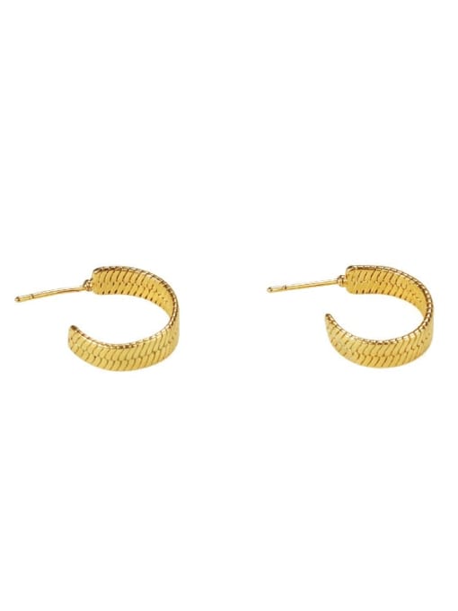 golden Brass Smooth Geometric Ethnic Stud Earring