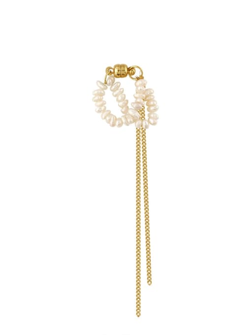 HYACINTH Brass Freshwater Pearl Tassel Minimalist Drop Trend Korean Fashion Earring 0