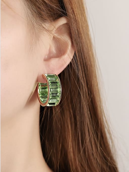 OUOU Brass Cubic Zirconia Geometric Luxury Cluster Earring 1