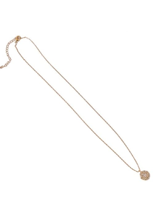 gold Brass Rhinestone Star Vintage Round Pendant Necklace