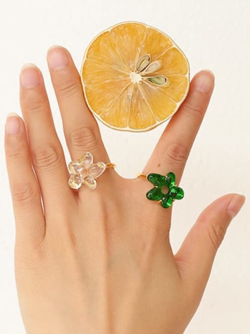 Five Color Hand Glass Multi Color Flower Minimalist Band Ring 1