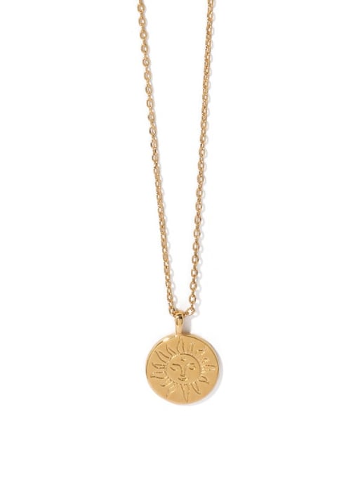 ACCA Brass Coin Vintage Sun Pendant Necklace 2