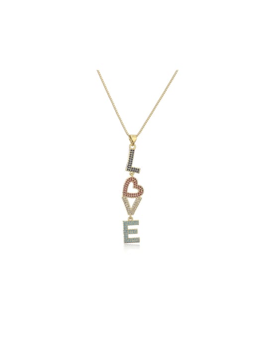 AOG Brass Cubic Zirconia Letter Dainty Necklace