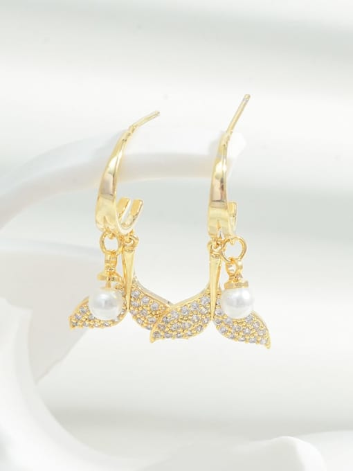 Gold E920 Brass Cubic Zirconia Geometric Dainty Stud Earring