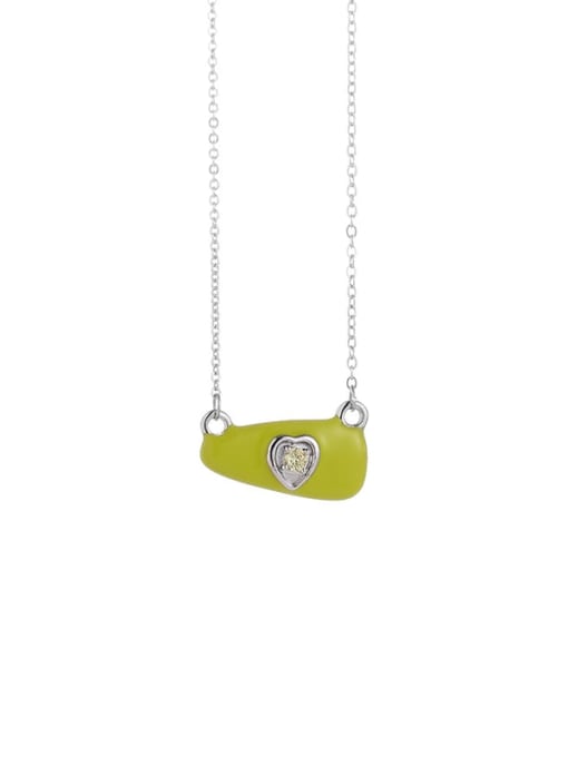 Yellow-green Brass Enamel Geometric Minimalist Necklace