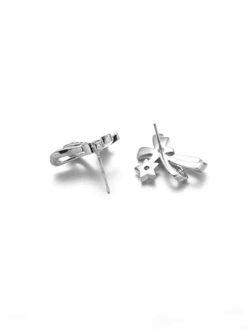 Bow shaped zircon earrings Brass Cubic Zirconia Bowknot Trend Stud Earring