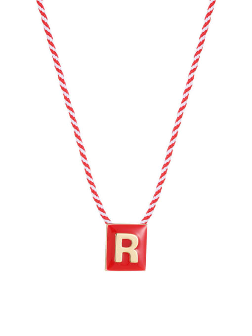 Letter R Brass Enamel Message Cute Necklace