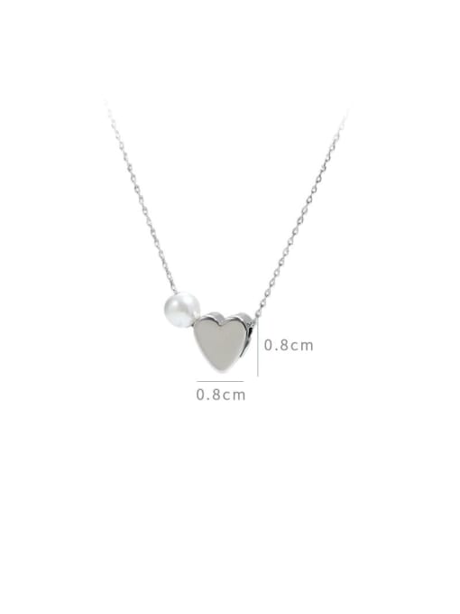 YOUH Brass Imitation Pearl Heart Dainty Necklace 4