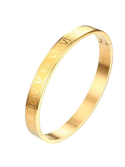 8mm gold Stainless steel Letter Minimalist Band Bangle