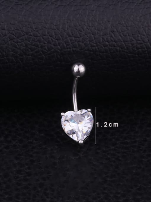 HISON Stainless steel Cubic Zirconia Heart Minimalist Belly Rings & Belly Bars 3