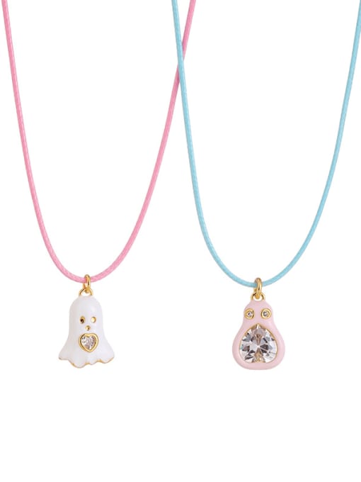 Five Color Brass Enamel Heart Cute Necklace 0