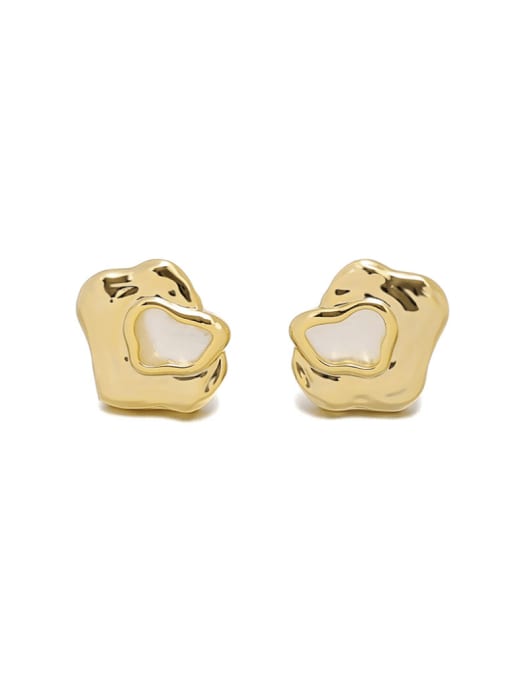 golden Brass Shell Irregular Vintage Stud Earring