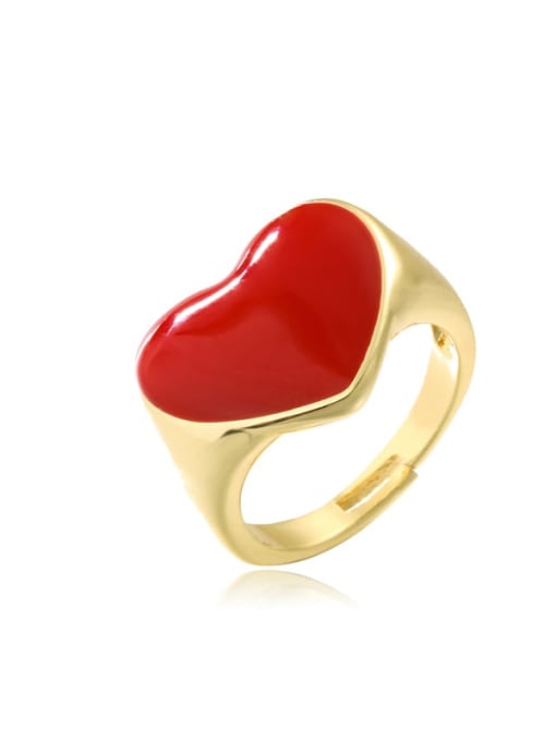 AOG Brass Enamel Heart Minimalist Band Ring 0