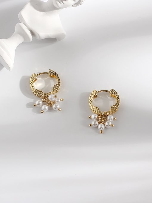 HYACINTH Copper Imitation Pearl Geometric Minimalist Huggie Trend Korean Fashion Earring 3