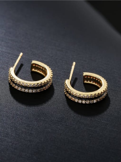 AOG Brass Cubic Zirconia Enamel Geometric Vintage Cluster Earring 3