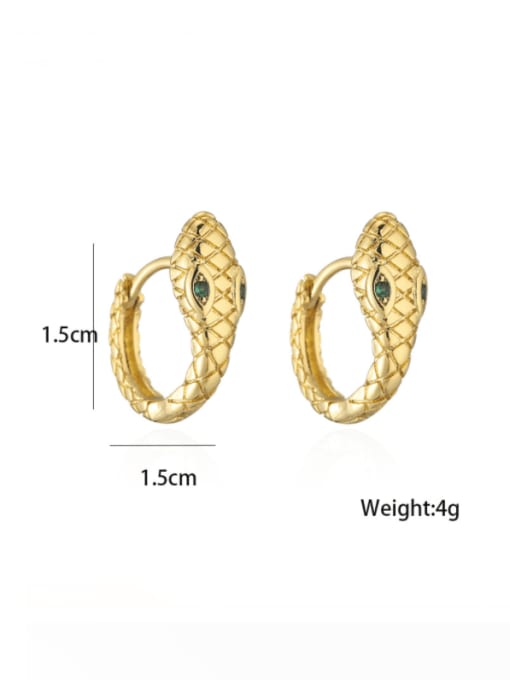 AOG Brass Rhinestone Snake Vintage Huggie Earring 2