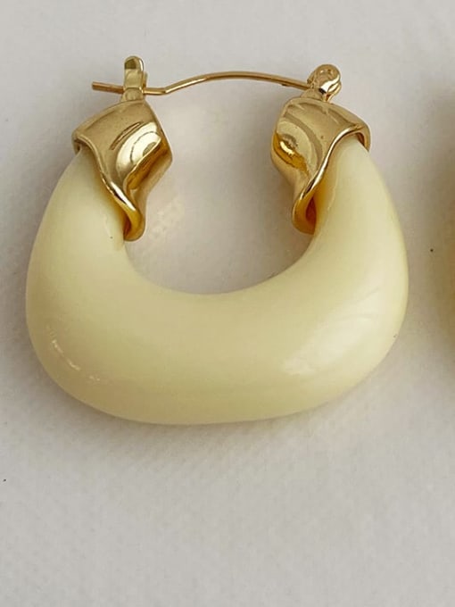 D340m white ear buckle Alloy Resin Geometric Vintage Huggie Earring