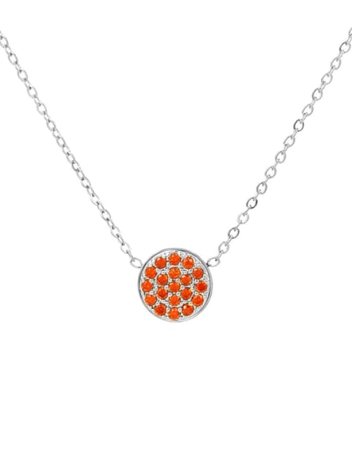 January Red Steel Stainless steel Cubic Zirconia Round Minimalist Necklace