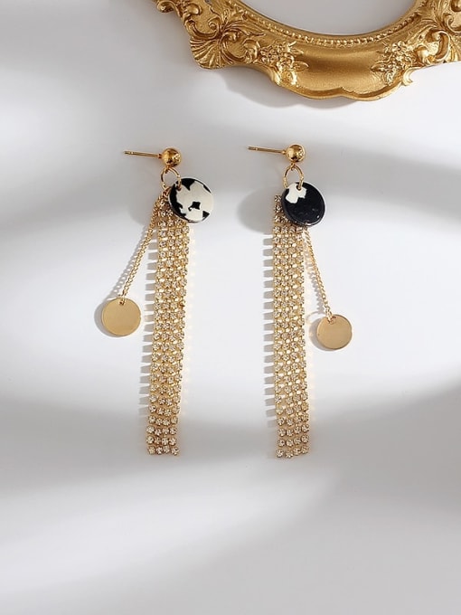 HYACINTH Copper Rhinestone  Long  Tassel Trend Korean Fashion Earrings